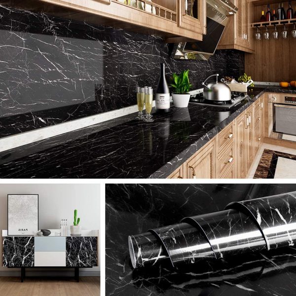 Black Marble Wall Sticker Sheet